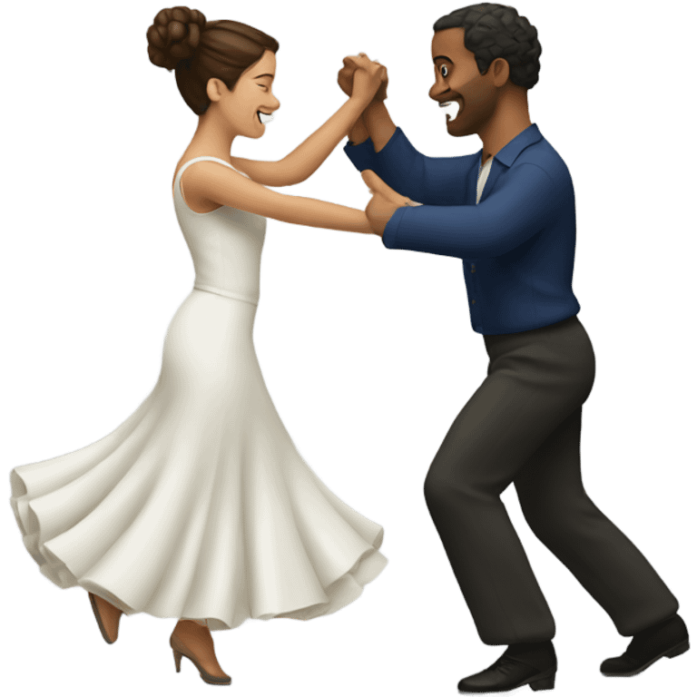 Spanish woman and white man learning to dance emoji