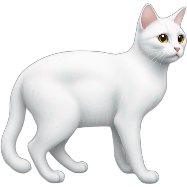 Full body side profile white cat emoji