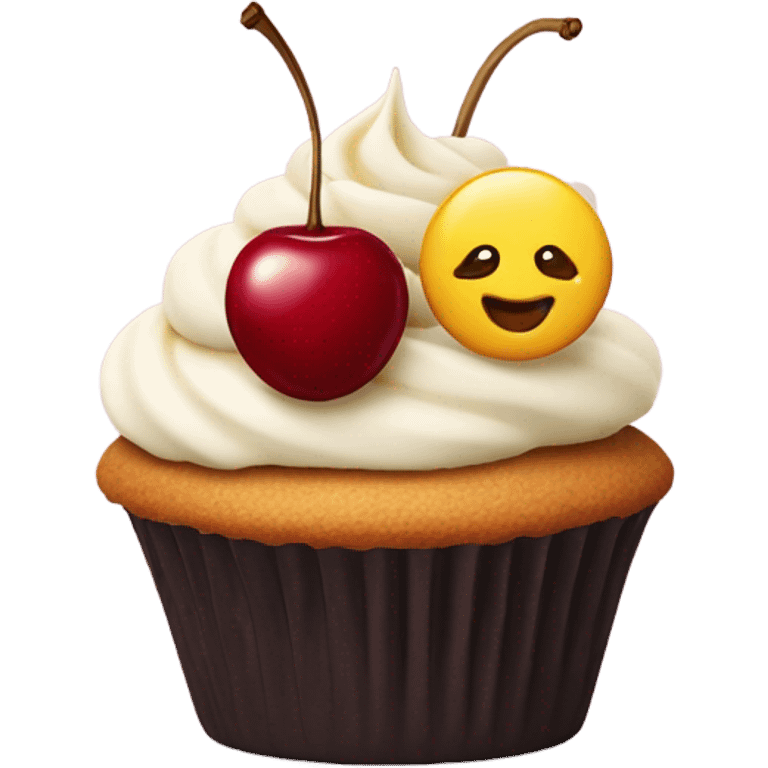 Two cupcakes with cherry on top emoji