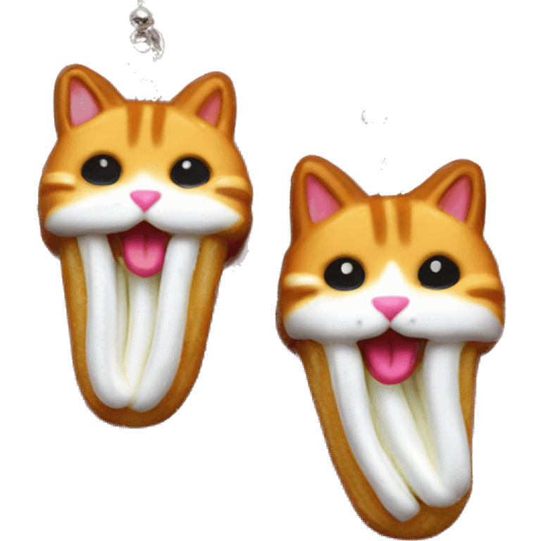 Cat earrings churros emoji