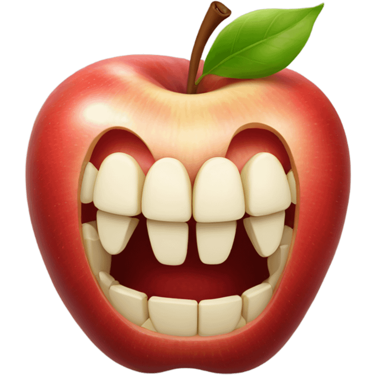 Apple with human teeth emoji