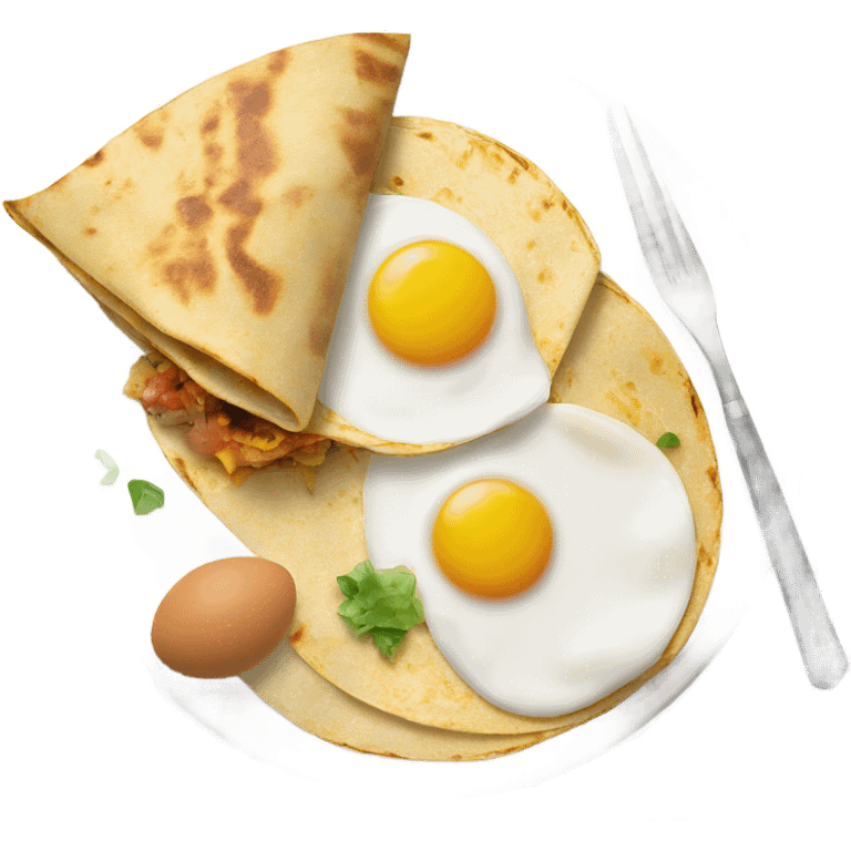 Realistic breakfast with a tortilla wrap and two eggs emoji