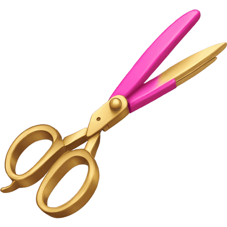 Gold scissors with pink handle emoji