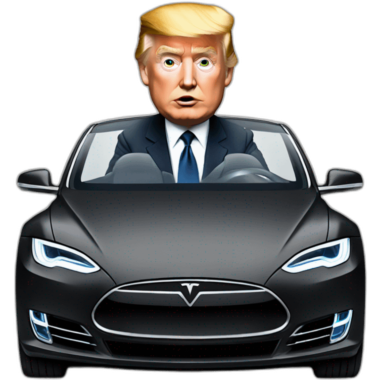 Trump-driving-tesla emoji