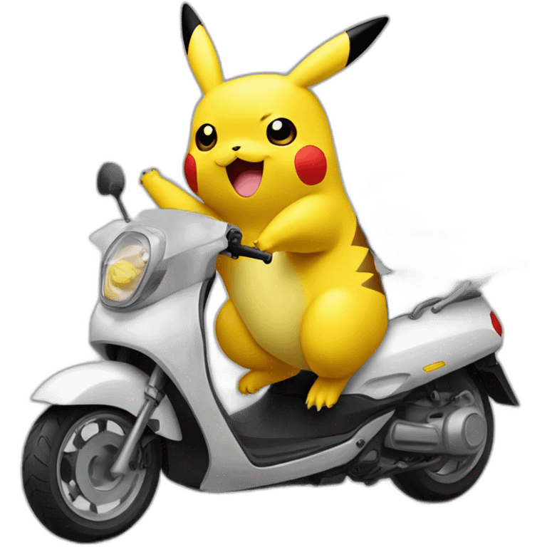 Pikachu, sur une vache sur une moto sur un scooter sur une voiture emoji