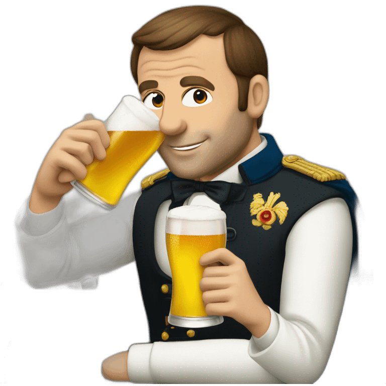 Macron drinking a beer emoji