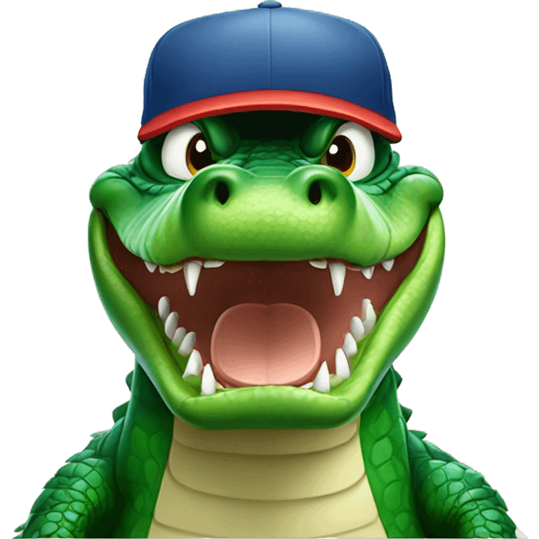 Angry alligator with baseball cap emoji