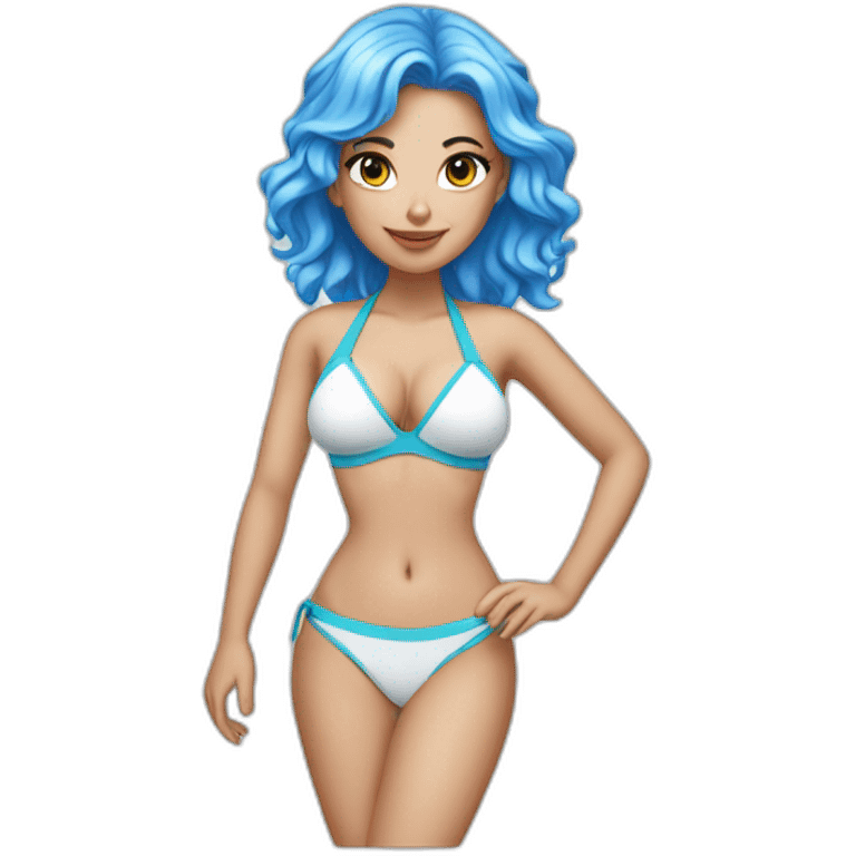 blue hair white girl with bikini emoji