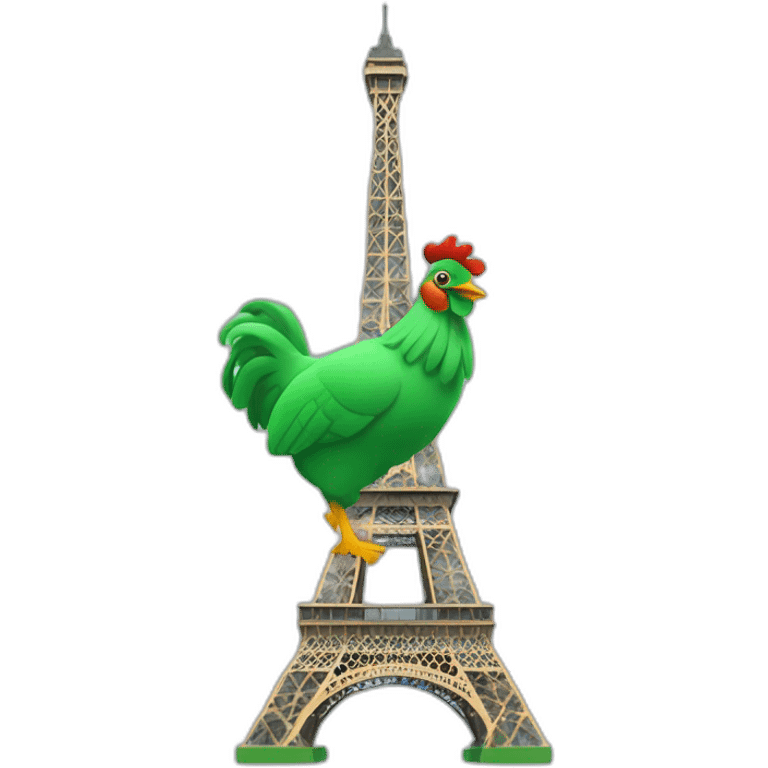 une poule verte sur la tour eiffel emoji