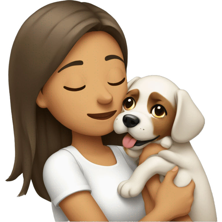 MUJER ABRAZO CON PERRITA emoji