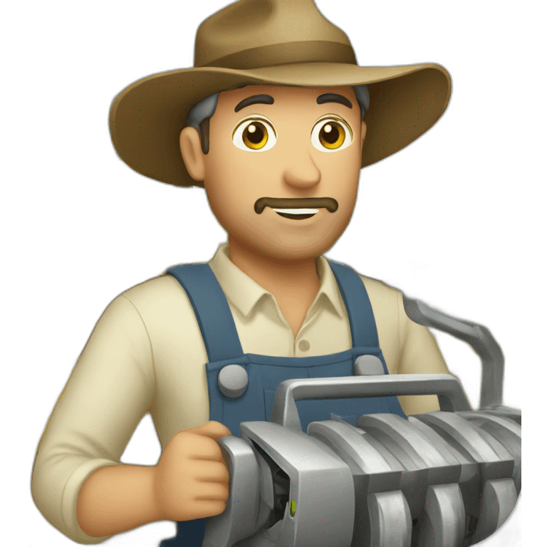 farmer with machine emoji