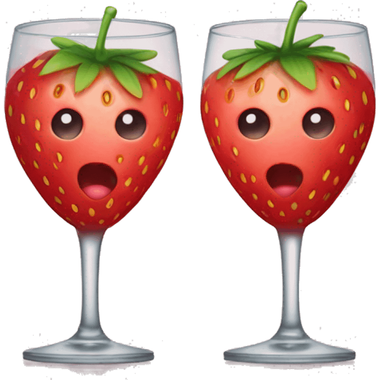 Two strawberry glasses clicking  emoji