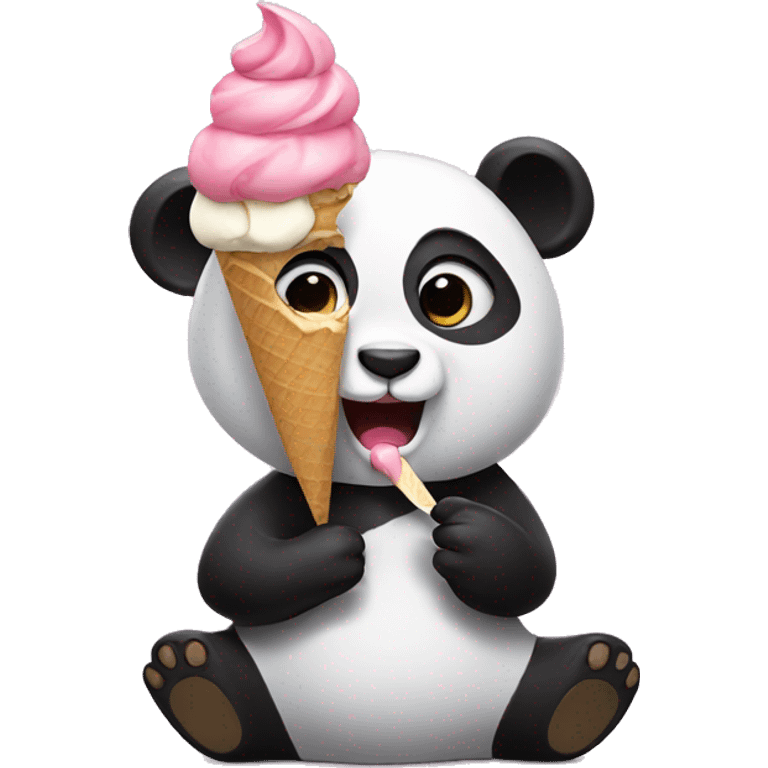 Panda eating ice cream emoji