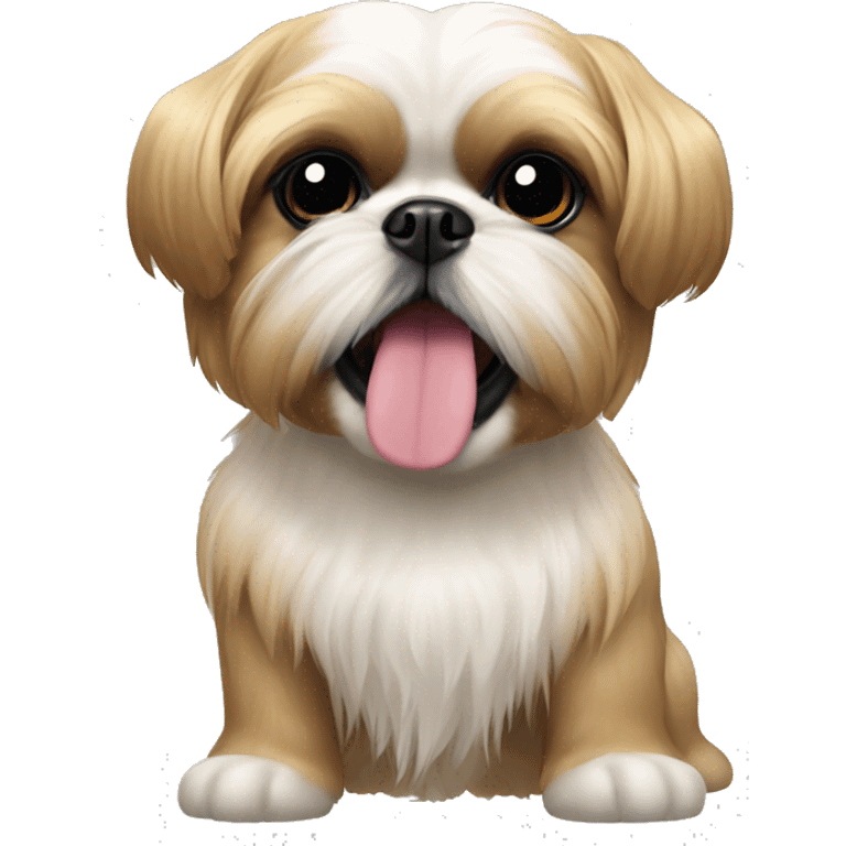 Gold shih tzu with a black mouth and ears emoji