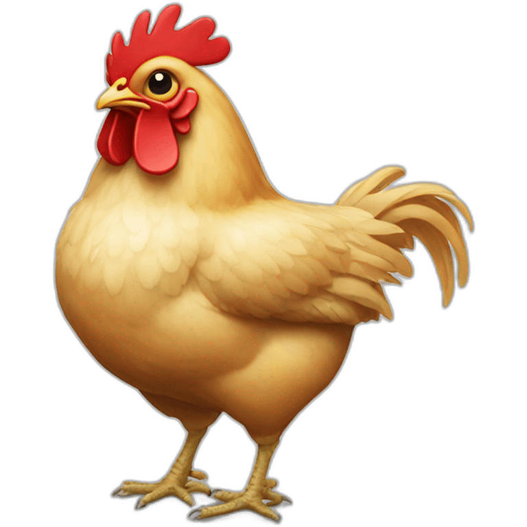 Chicken holding a red dla emoji