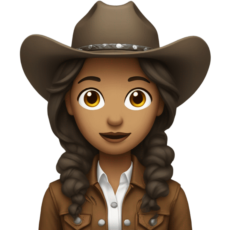 White cowgirl dark brown hair  emoji