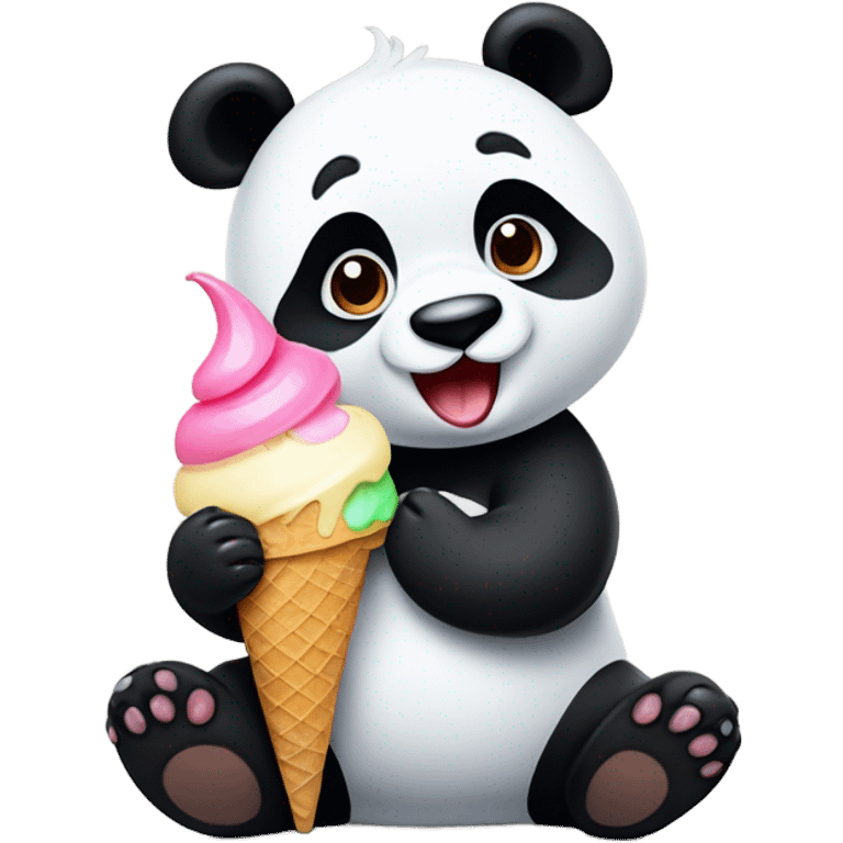 Panda eating ice cream emoji