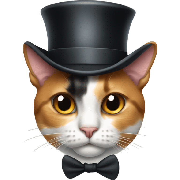 calico cat wearing a monocle and a top hat emoji