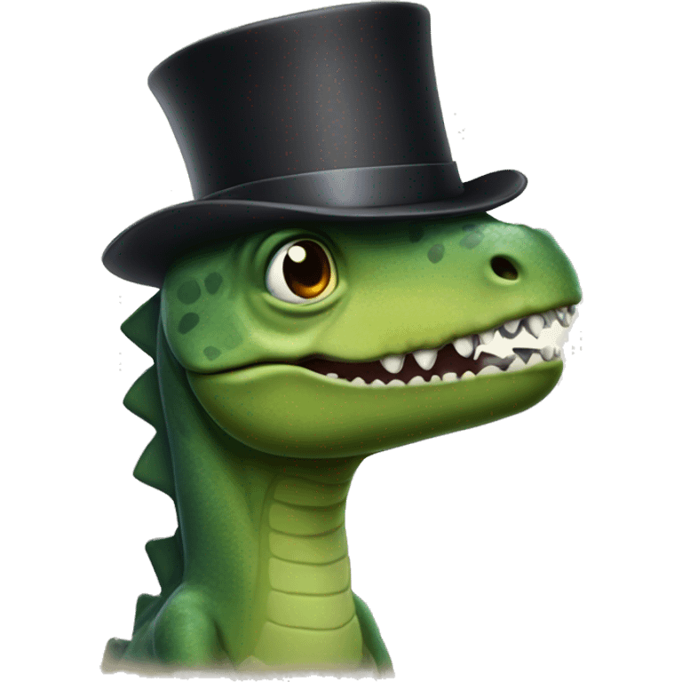 dinosuar with a top hat emoji