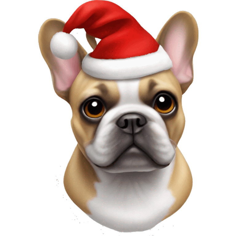 French bulldog wear santa hat  emoji