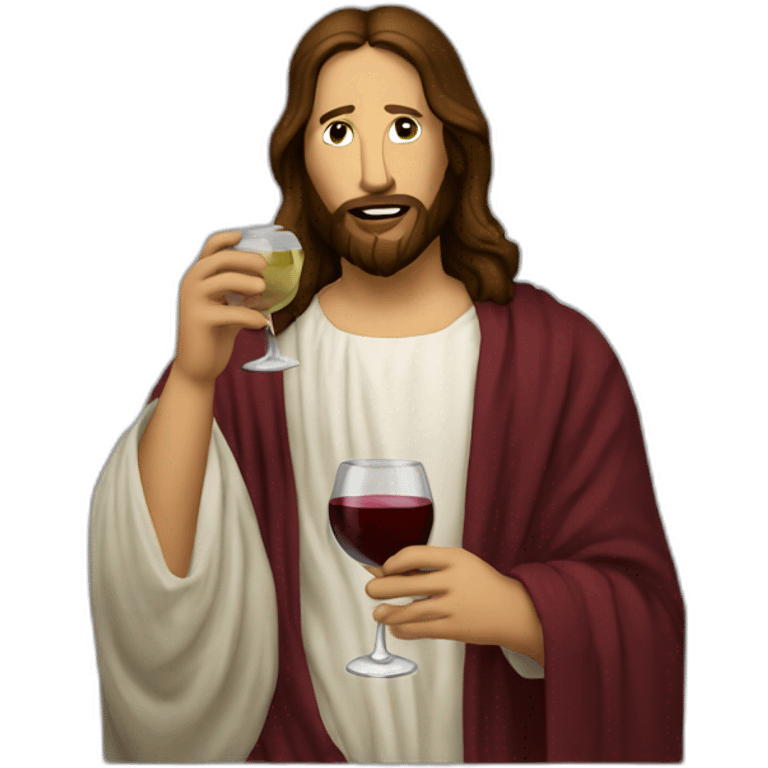 jesus drinking wine on punk clothed emoji