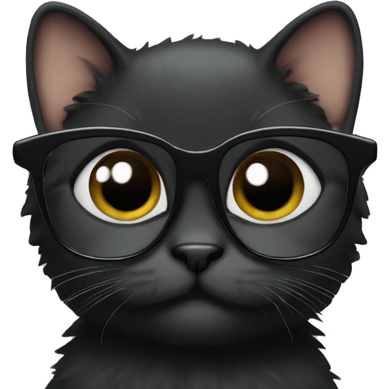 Baby balck cat with glasses emoji