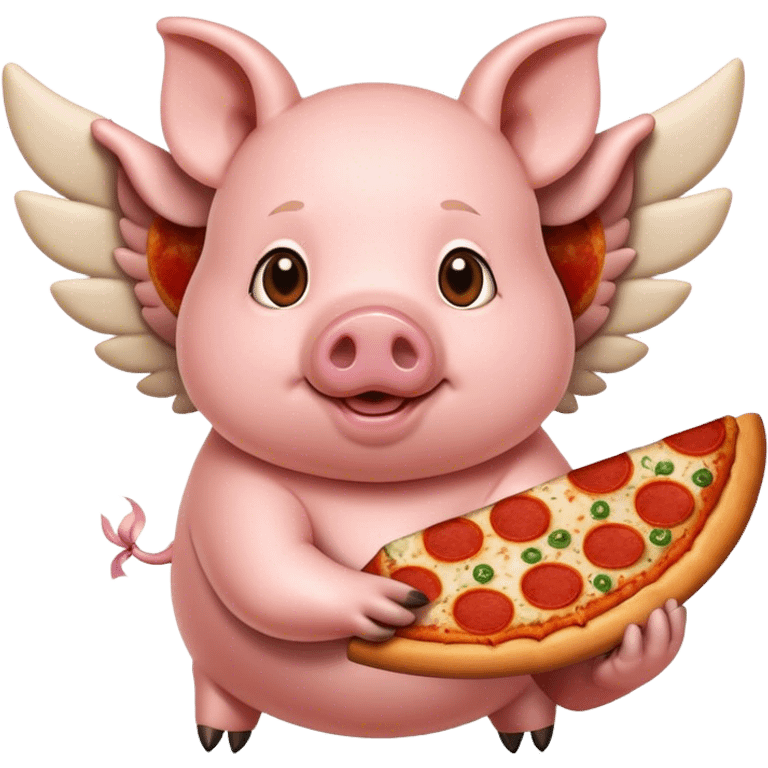 Pig with pizza wings emoji