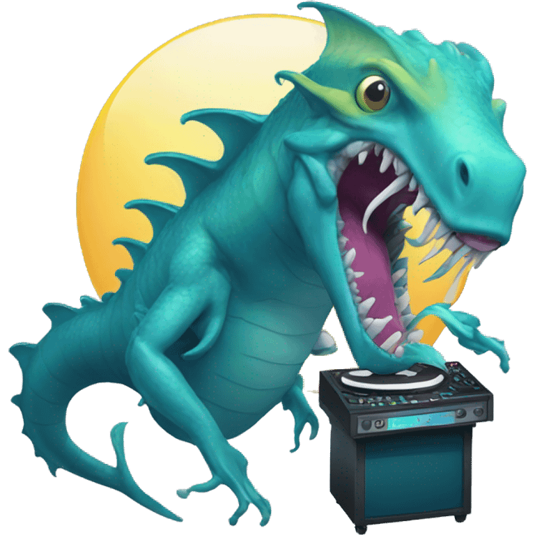 ocean monster using disk jockey emoji