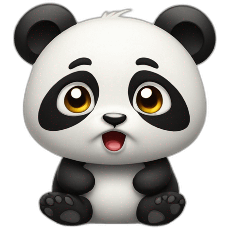 a little panda with an angry face emoji