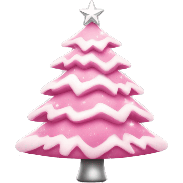 Pink and white Christmas tree with silver lights make it cute  emoji