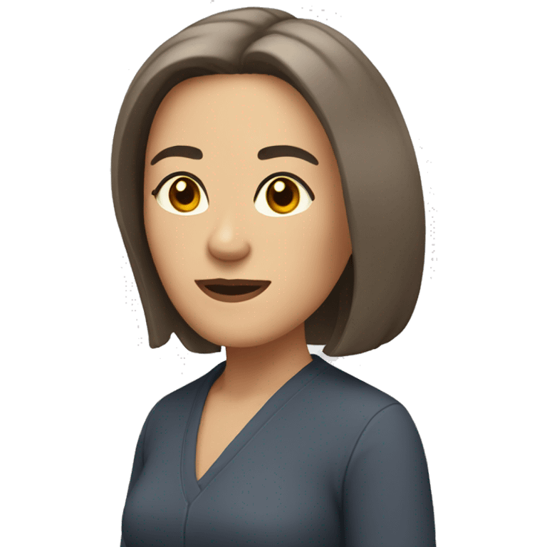 middle age woman with brown eyes and shoulder length straight brown hair emoji