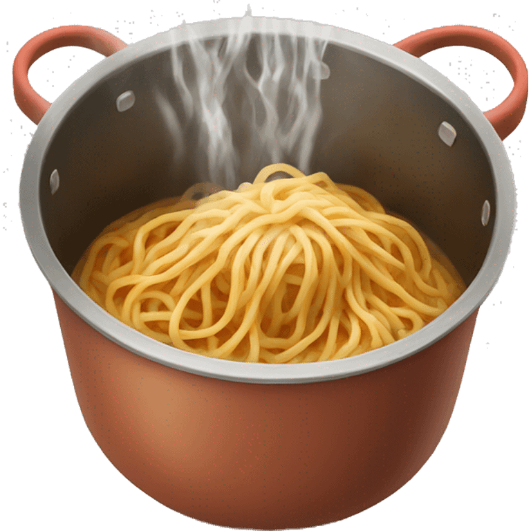 spaghetti is cooked in water in a pot emoji