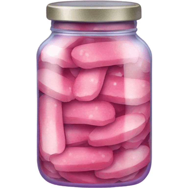 Jar of pink pickles with glitter  emoji