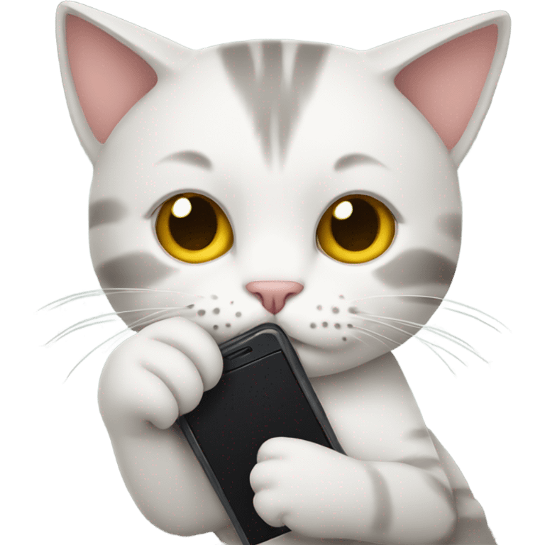 Cat holding a phone emoji