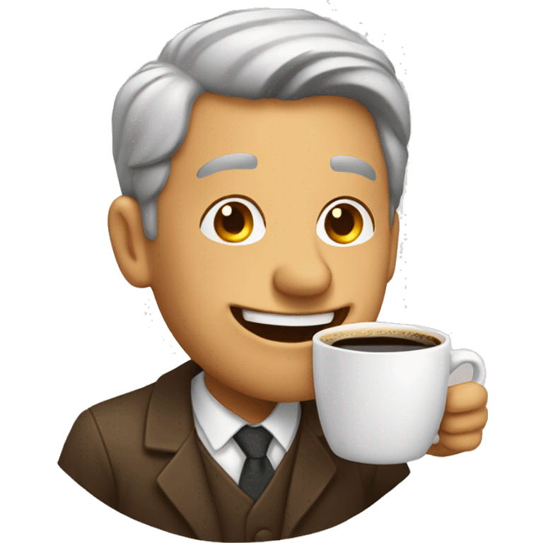 a man drinking coffee laughing with tears emoji