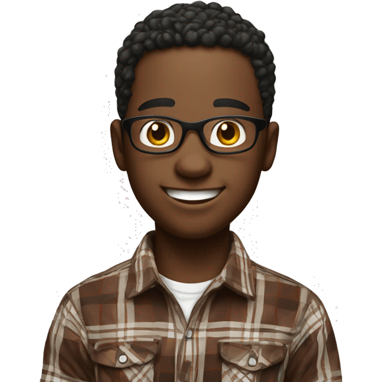 smiling boy in plaid shirt in emoji art style emoji