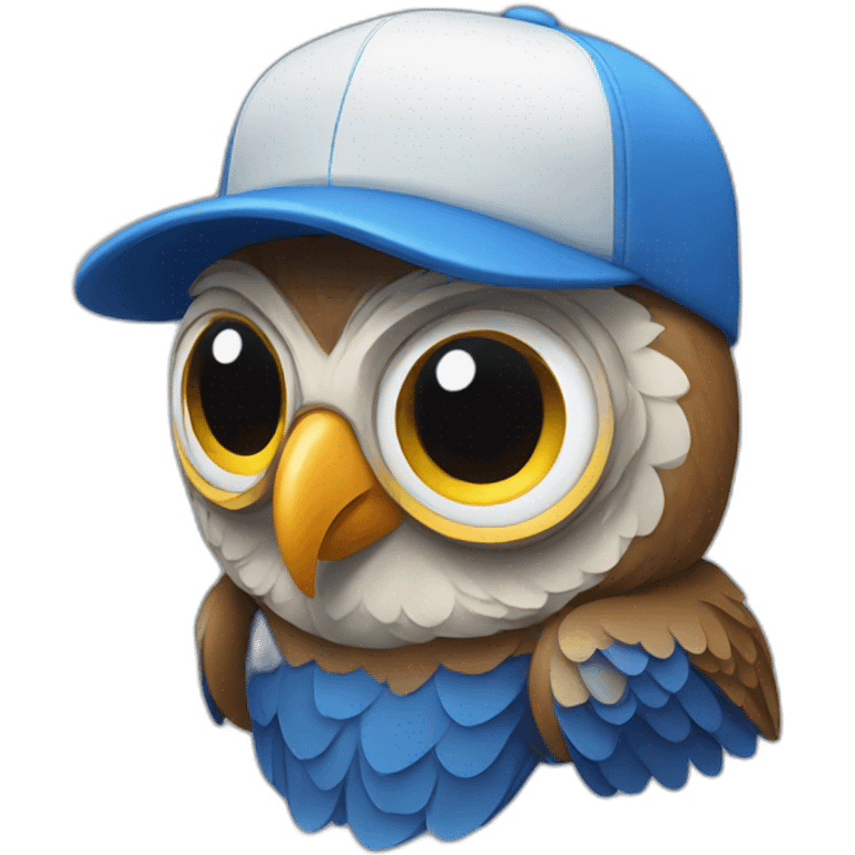 an owl wearing a blue cap emoji