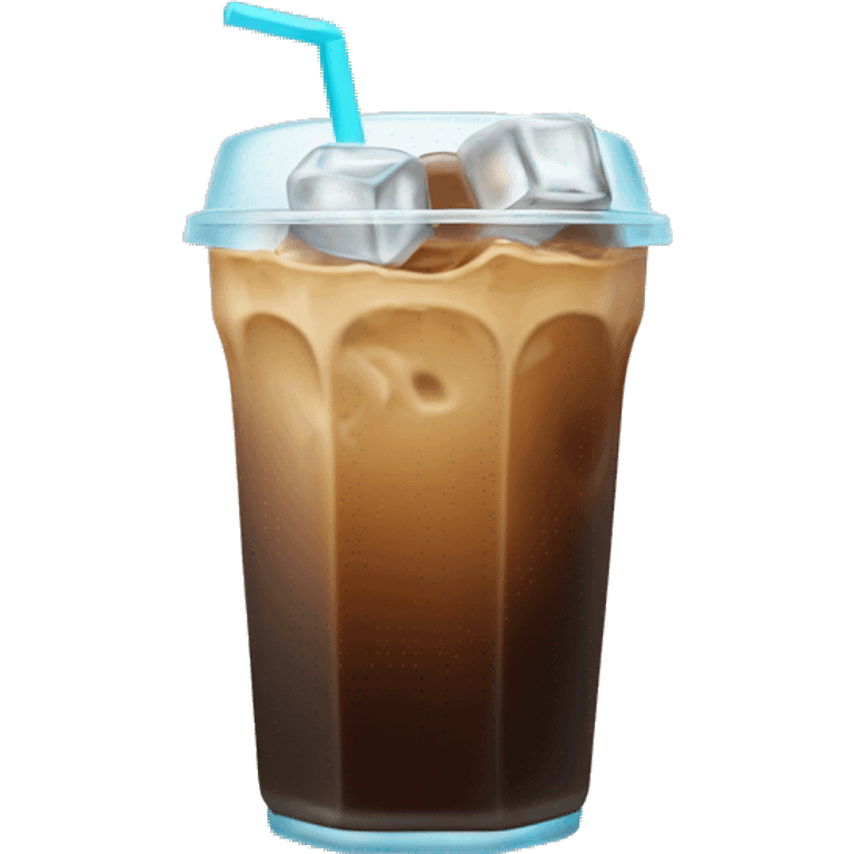 Iced coffee with iced cubes visible no face emoji