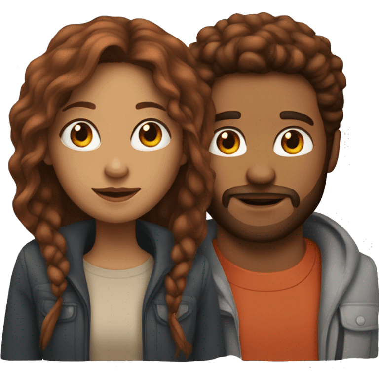 mixed guy with beard and girl with long red brown hair emoji