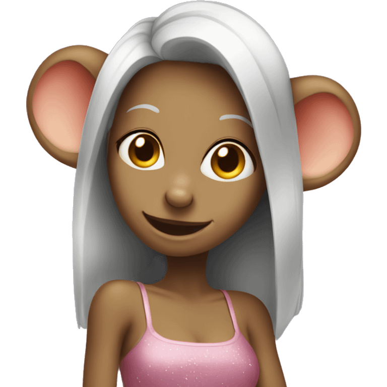 A girl mouse partying emoji