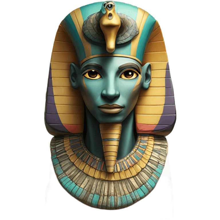 colourful statue of egypt god with cobra
face emoji