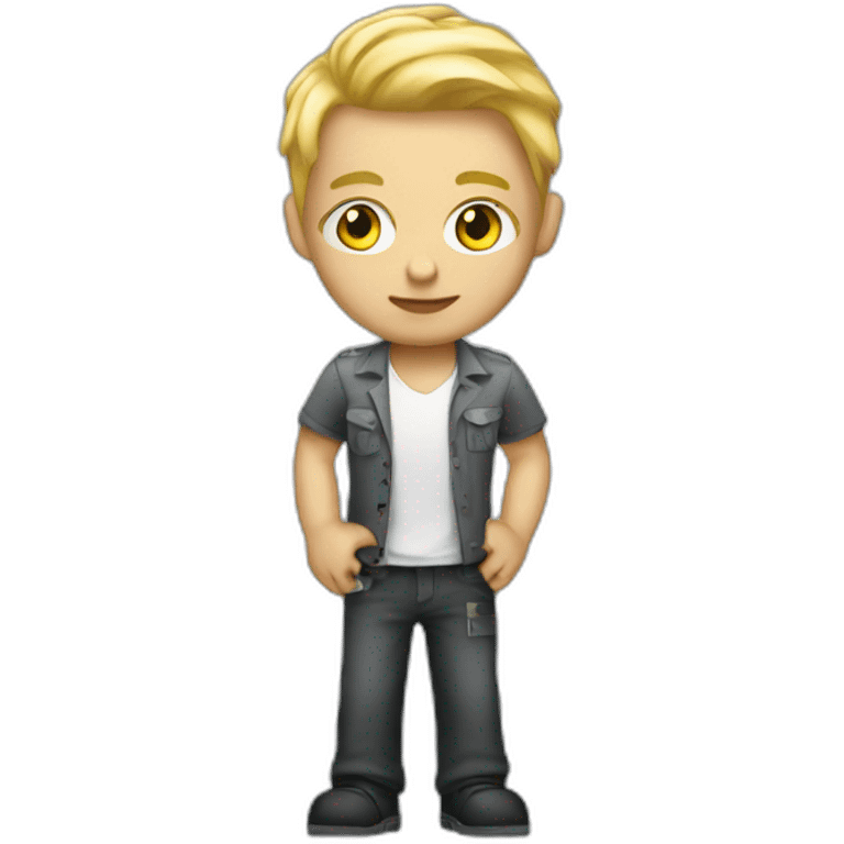 Blond it engineer with arms tattoed emoji