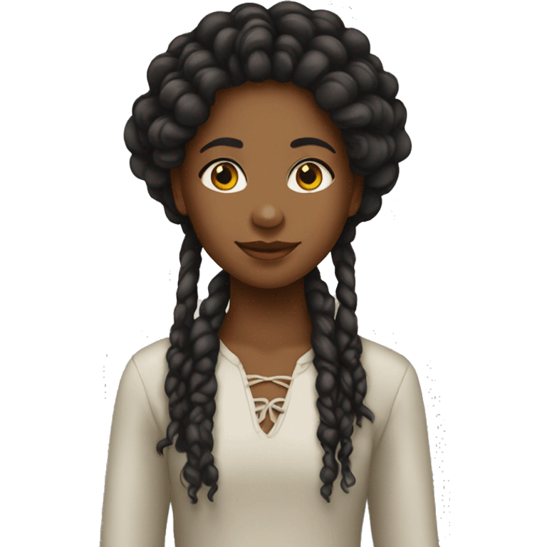 Emoji menina negra de tranças rastafari  emoji