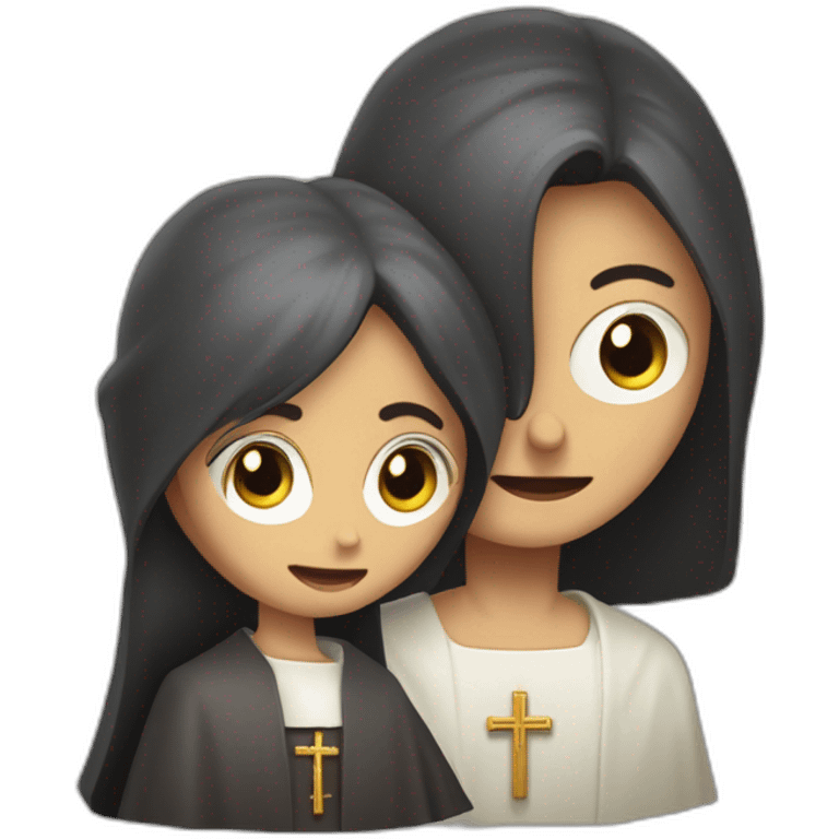 mujer y sacerdote con crucifijo película el exorcista emoji