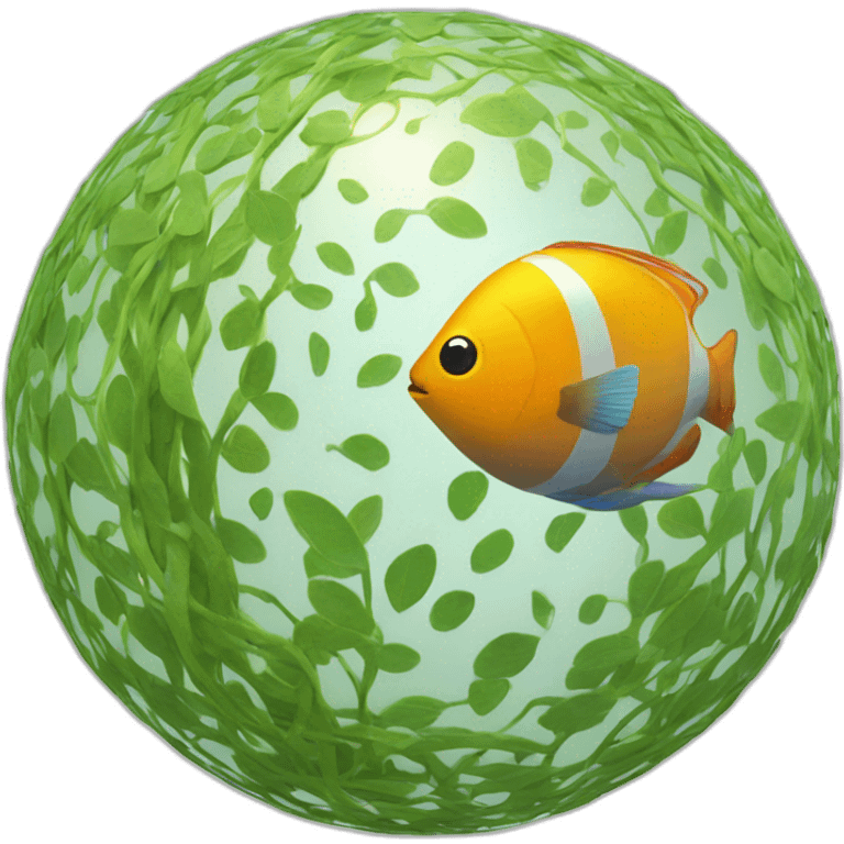 3d sphere with a cartoon hypnotic vine Tropical Fish skin texture emoji