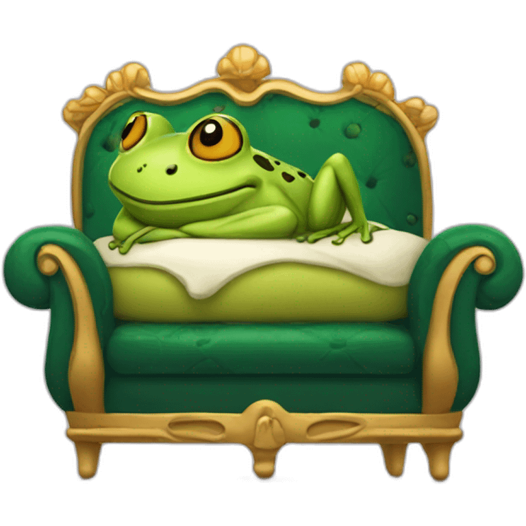 Queen frog spleeping on coach emoji