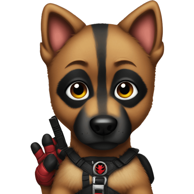 Deadpool holding a German shepherd  emoji