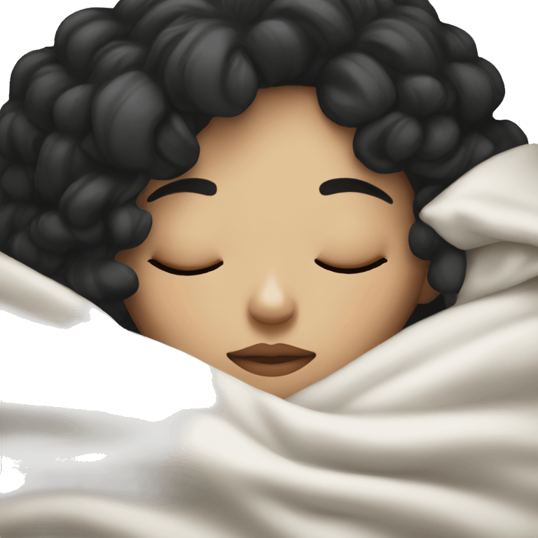 girl with black hair and white skin sleeping with blanket on emoji