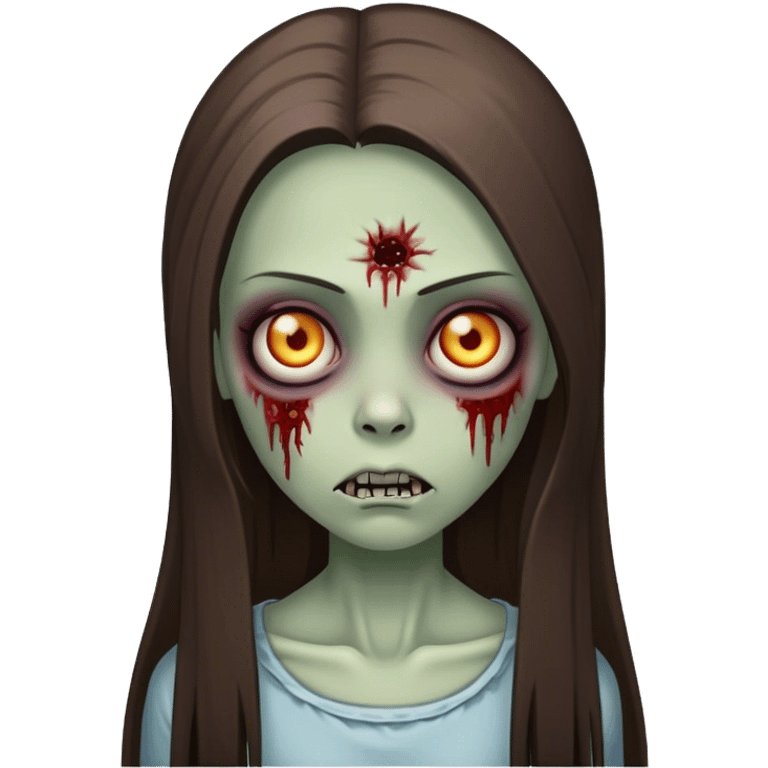 brunette zombie girl with long straight hair emoji