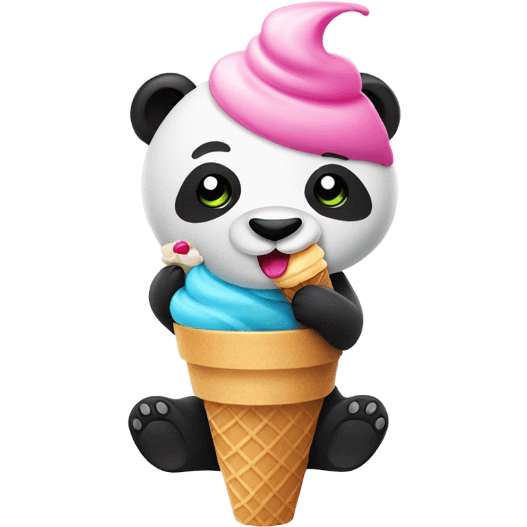 Panda eating ice cream emoji